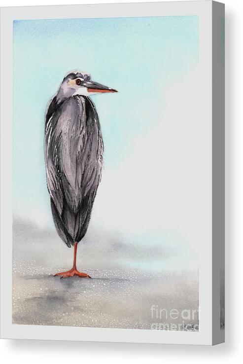 Heron Canvas Print featuring the painting Heron by Hilda Wagner