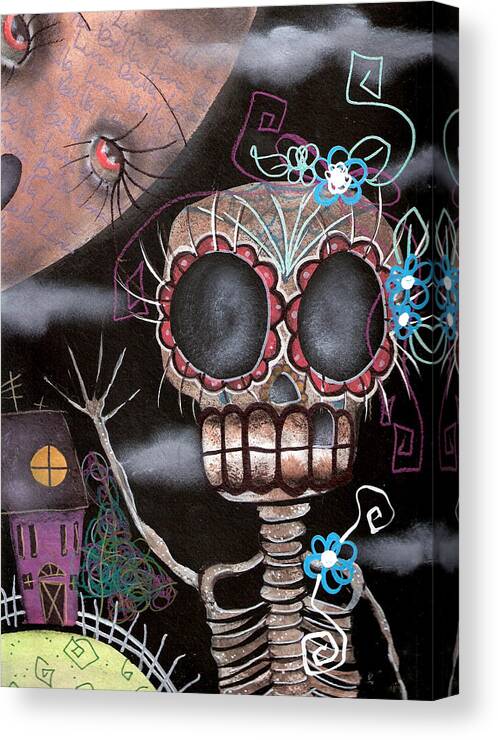 Day Of The Dead Canvas Print featuring the painting HI by Abril Andrade