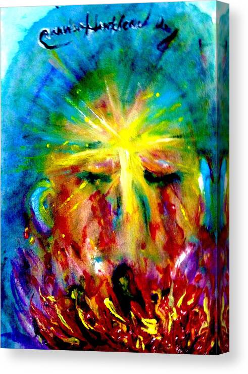 Spiritual Canvas Print featuring the painting Hidden of the sadness by Wanvisa Klawklean