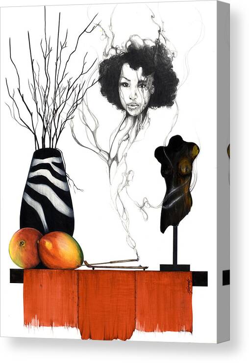 Mango Canvas Print featuring the mixed media Hot Like Fire III by Anthony Burks Sr
