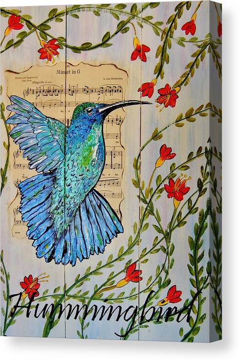 Hummingbird Canvas Print featuring the painting Hummingbird Minuet in G by Cindy Micklos