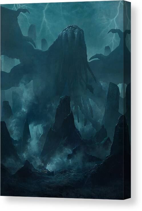 Lovecraft Canvas Print featuring the painting I am Providence by Guillem H Pongiluppi