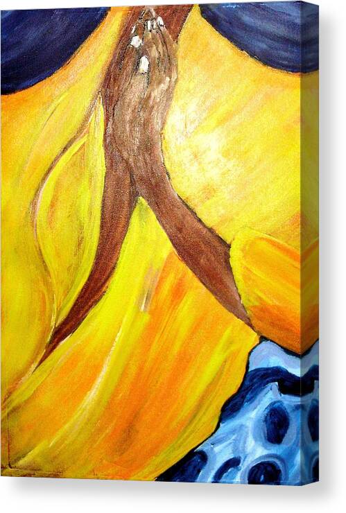 Prayer Canvas Print featuring the painting I wonder if I pray by Shelley Bain