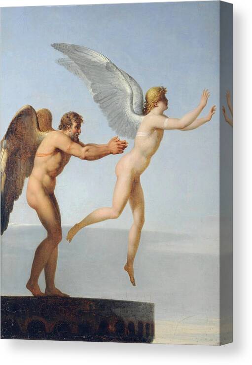 Charles Paul Landon Canvas Print featuring the painting Icarus and Daedalus by Charles Paul Landon