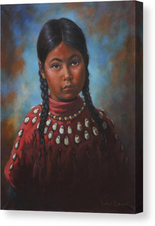 Indian Child Canvas Print featuring the painting Indian Girl by Harvie Brown