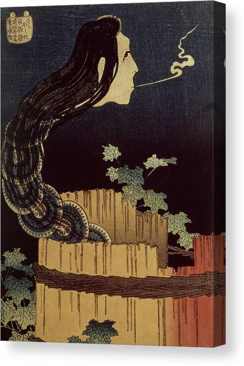 Hokusai Canvas Print featuring the drawing Japanese Ghost by Hokusai