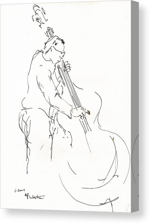 Jazz Canvas Print featuring the drawing Jazz musician_7 by Karina Plachetka