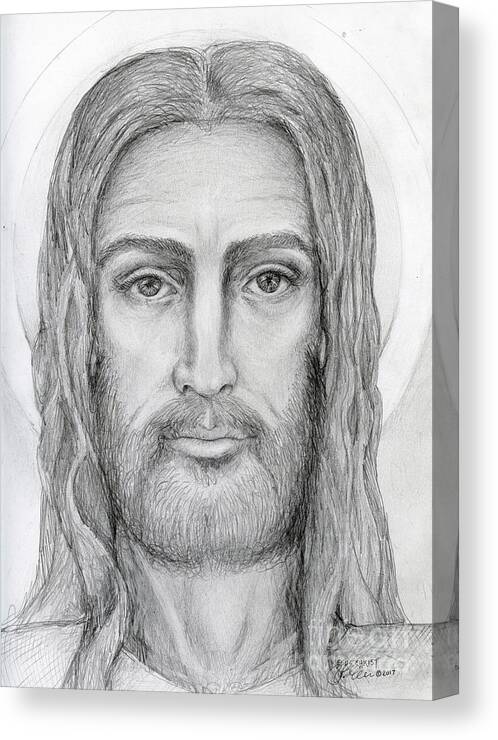 Jesus Canvas Print featuring the drawing Jesus Christ by Jo Thomas Blaine