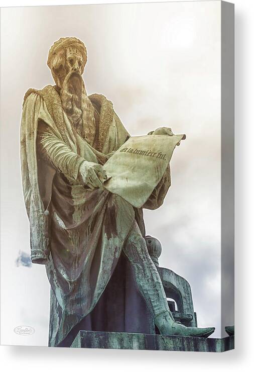 Inventor Canvas Print featuring the photograph Johannes Gutenberg statue, Strasbourg, France by Elenarts - Elena Duvernay photo