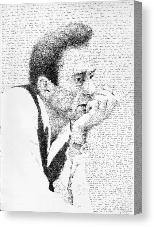 Johnny Cash Canvas Print featuring the drawing Johnny Cash God's Gonna Cut You Down by Phil Vance
