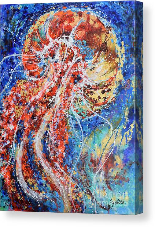 Jellyfish Canvas Print featuring the painting Joyous Jellyfish by Jyotika Shroff