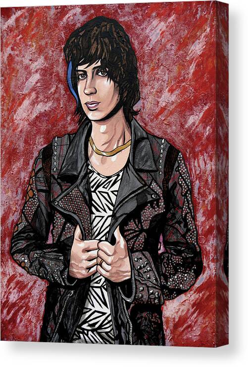 The Strokes Canvas Print featuring the painting Julian Casablancas Red by Sarah Crumpler