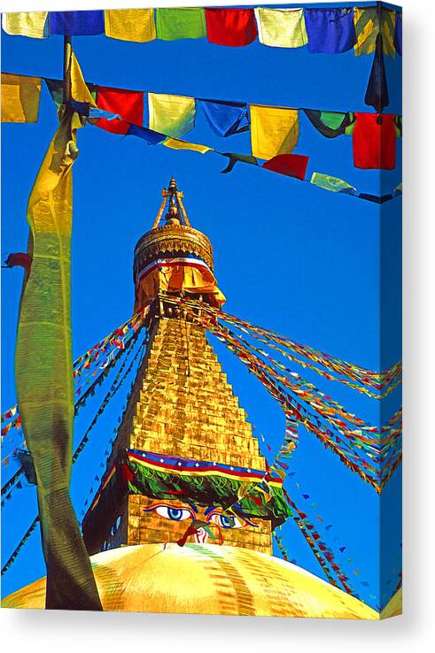 Nepal Canvas Print featuring the photograph Kathmandu Stupa by Dennis Cox