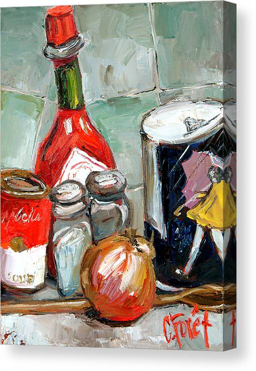 Kitchen Canvas Print featuring the painting Kitchen Counter by Carole Foret