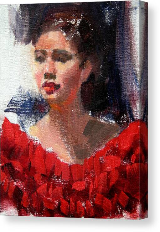 Portrait Canvas Print featuring the painting Lady in Red by Merle Keller