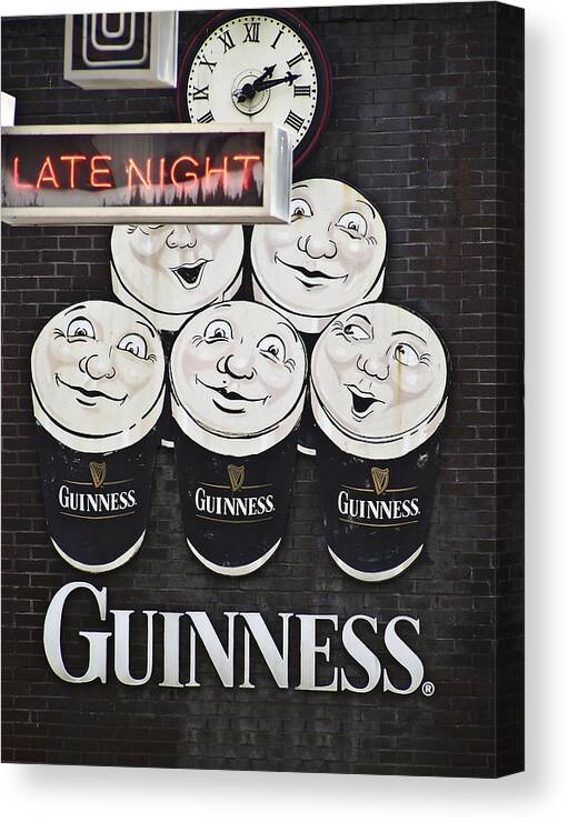 Guinness Canvas Print featuring the photograph Late Night Guinness Limerick Ireland by Teresa Mucha
