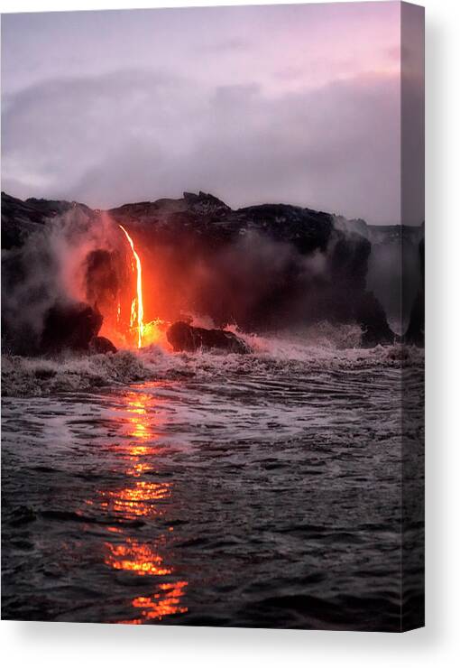 Hawai�i Volcanoes National Park Canvas Print featuring the photograph Lava Pour by Nicki Frates