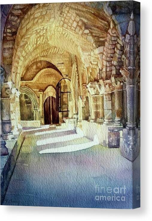 Cloitre Canvas Print featuring the painting Le Cloitre by Francoise Chauray