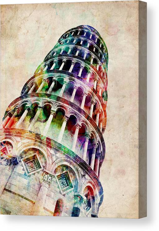 Leaning Tower Of Pisa Canvas Print featuring the digital art Leaning Tower of Pisa by Michael Tompsett