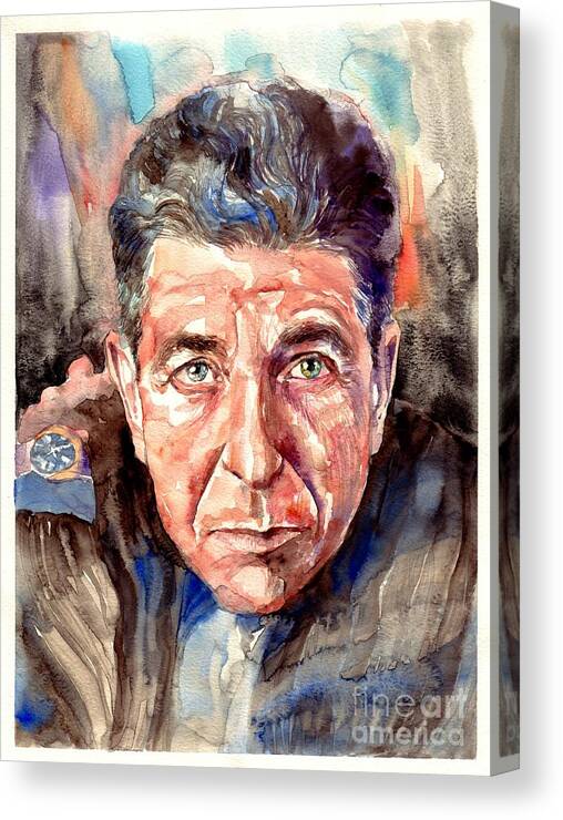 Leonard Canvas Print featuring the painting Leonard Cohen painting by Suzann Sines