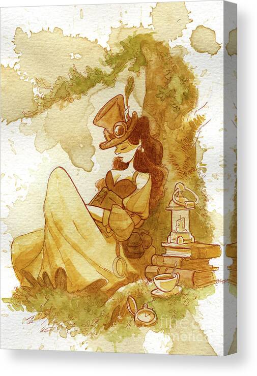 Steampunk Canvas Print featuring the painting Librarian by Brian Kesinger