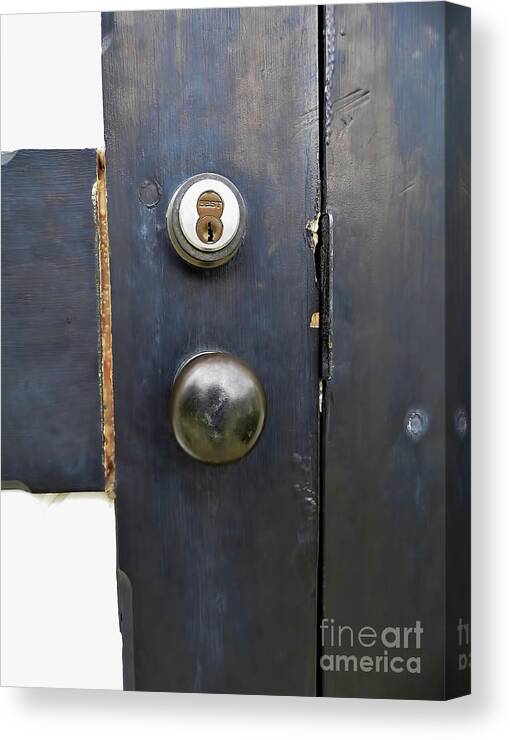 Door Canvas Print featuring the photograph Lighthouse Doorknob And Lock by D Hackett