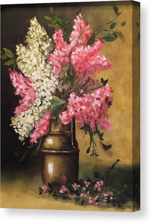  Canvas Print featuring the painting Lilacs by Sharon Schultz