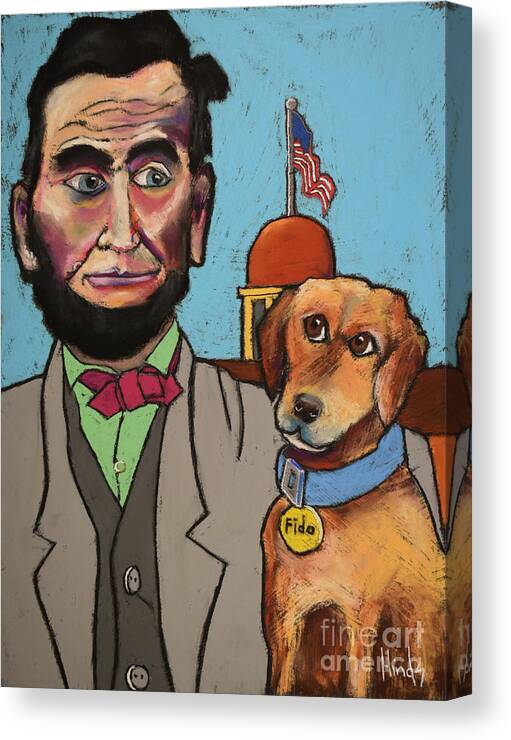 Abraham Lincoln Canvas Print featuring the painting Lincoln and Fido by David Hinds