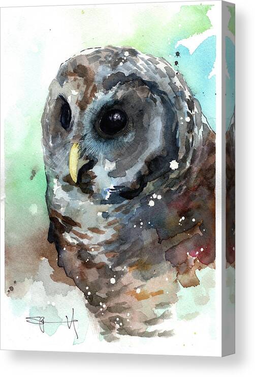 Bird Canvas Print featuring the painting Little Owl by Sean Parnell