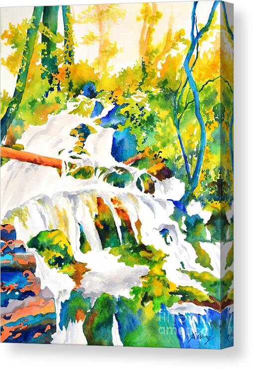 Waterfall Canvas Print featuring the painting Living Water #2 by Betty M M Wong