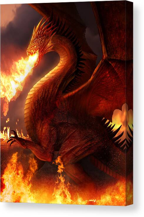 Dragon Canvas Print featuring the painting Lord of the Dragons by Philip Straub