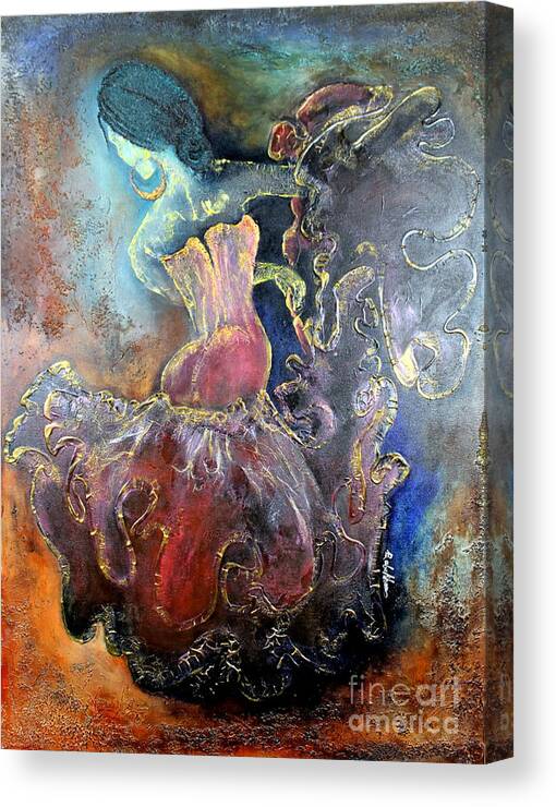 Texture Canvas Print featuring the painting Lost in the Motion by Farzali Babekhan