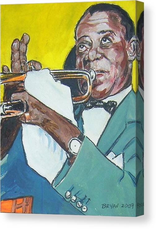 Louis Armstrong Canvas Print featuring the painting Louis Armstrong by Bryan Bustard