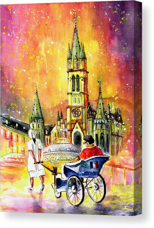 Travel Canvas Print featuring the painting Lourdes Authentic by Miki De Goodaboom
