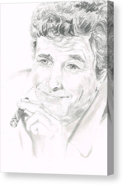 Columbo Canvas Print featuring the drawing Lt. Columbo by Andrew Gillette