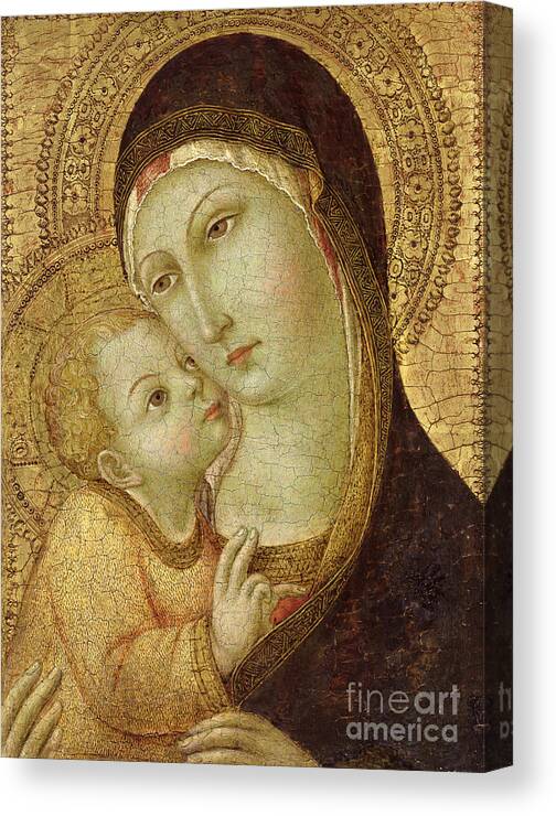 Madonna Canvas Print featuring the painting Madonna and Child by Ansano di Pietro di Mencio