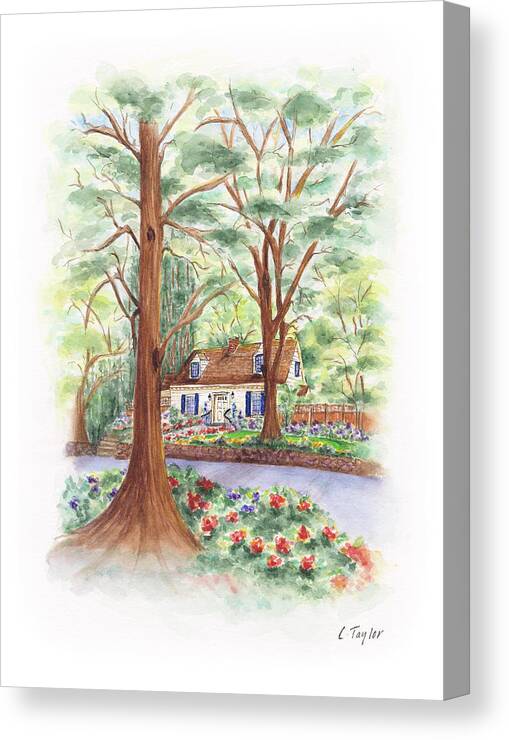 Cottage In Woods Canvas Print featuring the painting Main Street Charmer by Lori Taylor