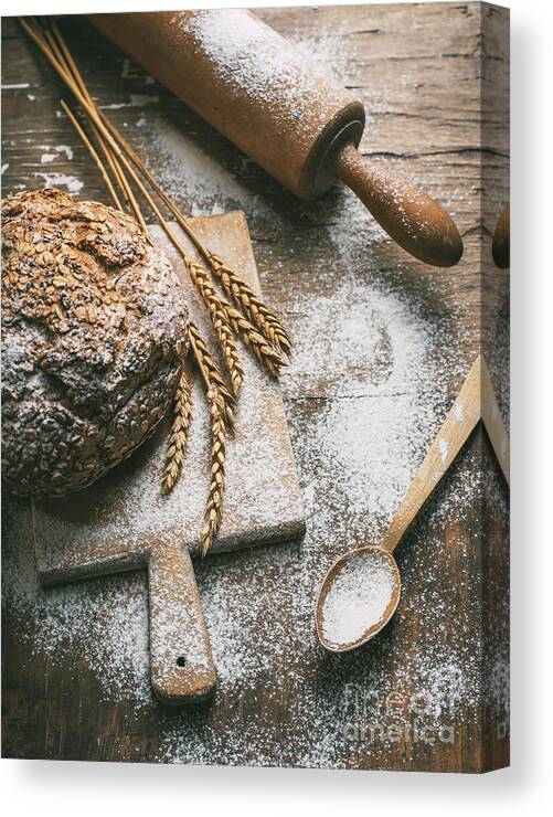 Bread Canvas Print featuring the photograph Making homemade bread by Jelena Jovanovic
