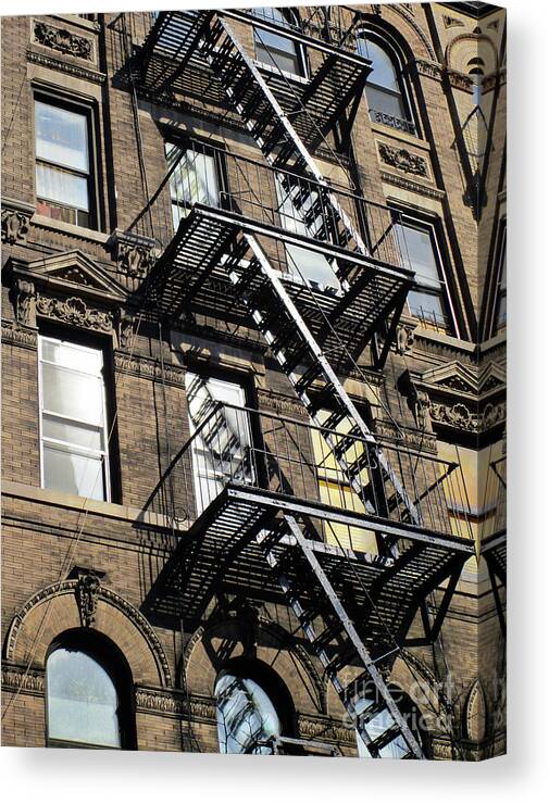 Manhattan Canvas Print featuring the photograph Manhattan Fire Escape 3 by Randall Weidner
