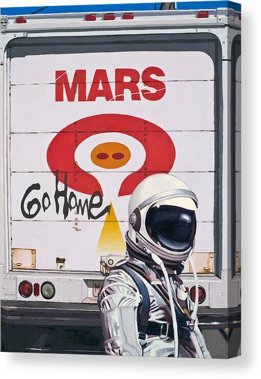 Astronaut Canvas Print featuring the painting Mars Go Home by Scott Listfield