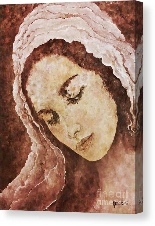 Mary Canvas Print featuring the painting Mary Mother of Jesus by Amalia Suruceanu