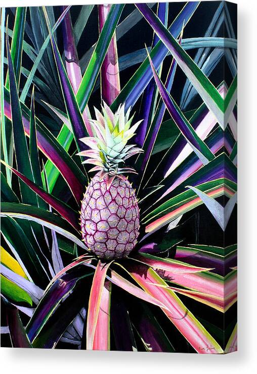 Painting Canvas Print featuring the painting Maui Gold Pineapple by Pierre Leclerc Photography