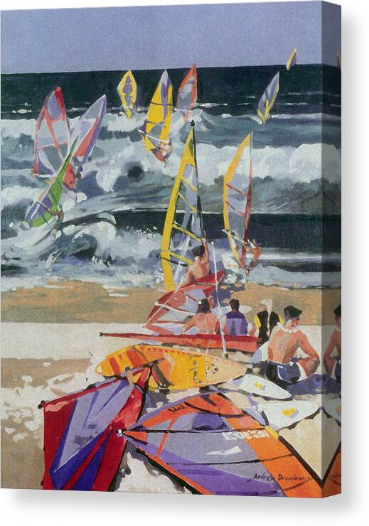 Sport Canvas Print featuring the painting Maui Surf 2 by Andrew Drozdowicz