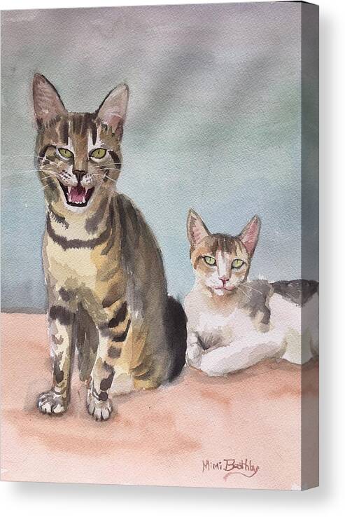 Cats Canvas Print featuring the painting Maxi and girlfriend by Mimi Boothby