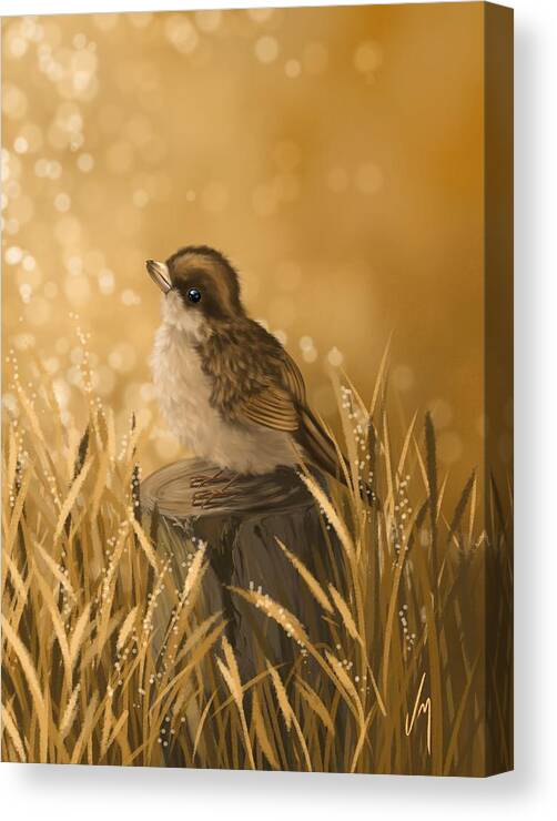 Bird Canvas Print featuring the painting Meditation by Veronica Minozzi