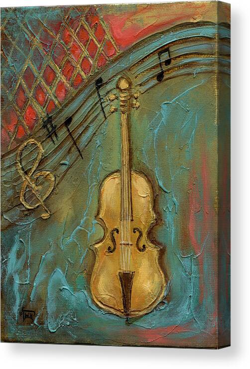 Cello Canvas Print featuring the mixed media Mello Cello by Terry Webb Harshman