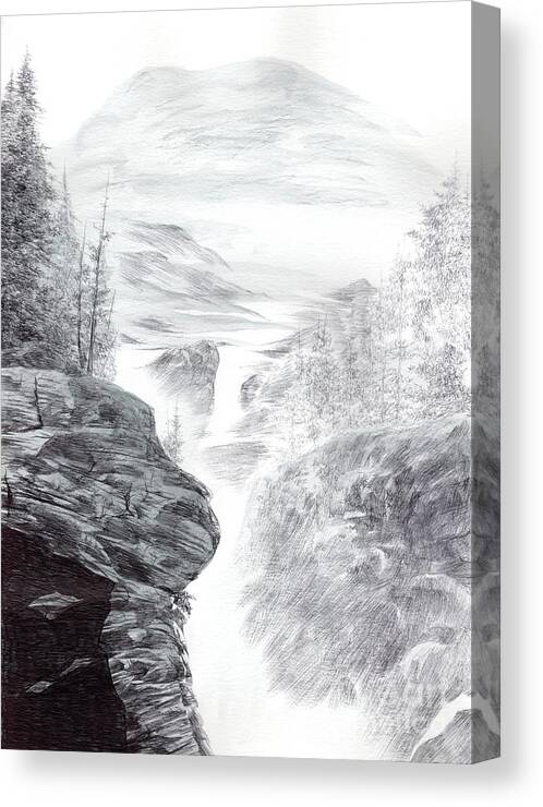 Mountain Canvas Print featuring the drawing Memories of Yesterday by Alice Chen