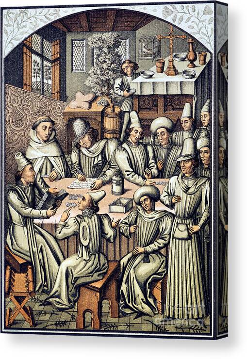 15th Century Canvas Print featuring the photograph Merchants Paying Taxes by Granger