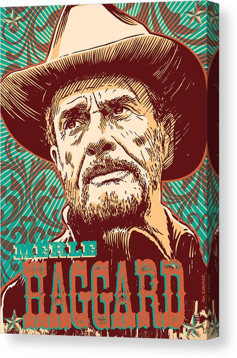 Country And Western Canvas Print featuring the digital art Merle Haggard Pop Art by Jim Zahniser