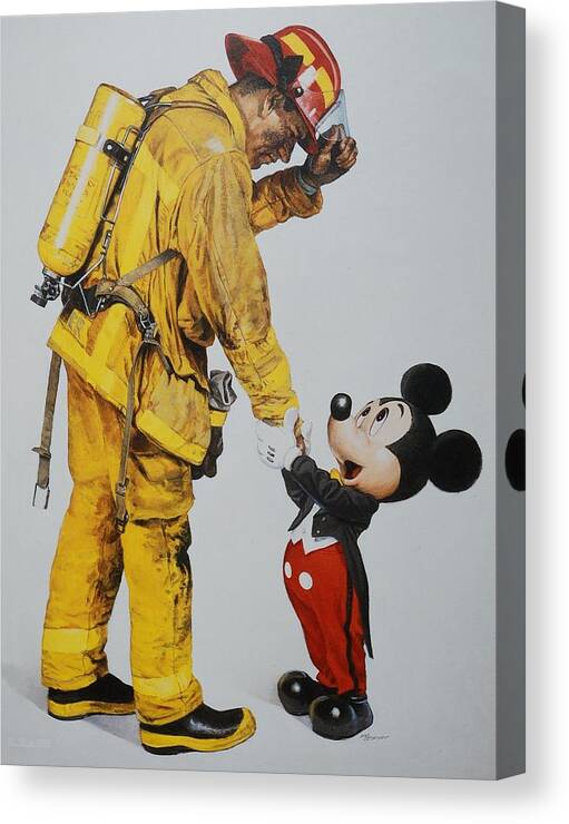 Walt Disney World Canvas Print featuring the photograph Mickey And The Bravest by Rob Hans